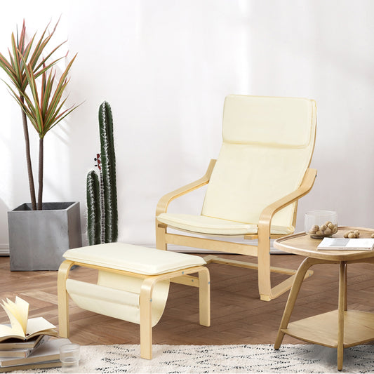 Relax Bentwood Lounge Chair Set with Magazine Rack, White - Gallery Canada