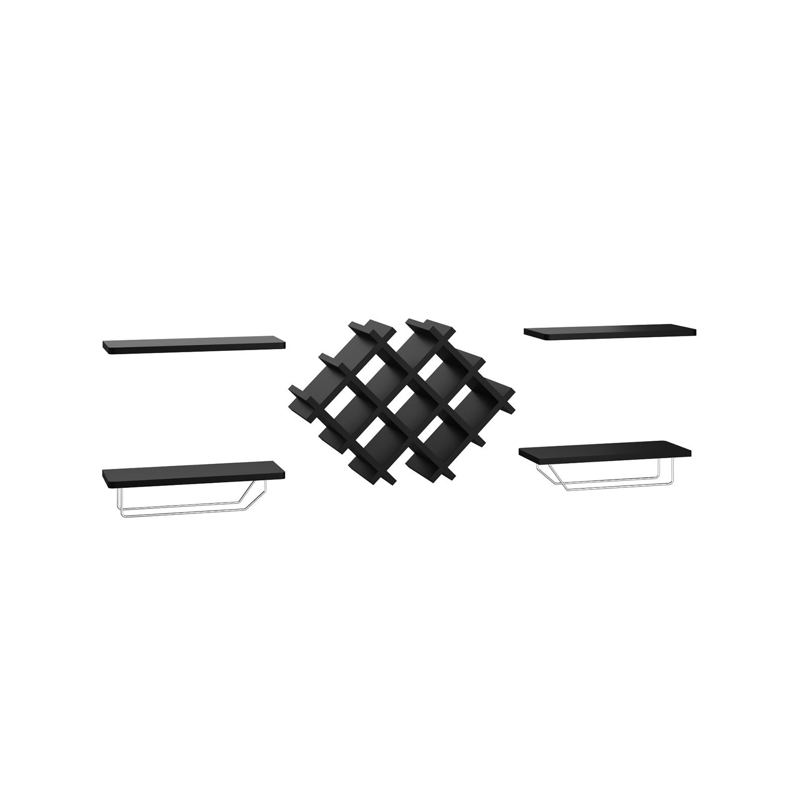 Set of 5 Wall Mount Wine Rack Set w/ Storage Shelves, Black Wine Racks   at Gallery Canada