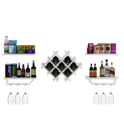 Set of 5 Wall Mount Wine Rack Set w/ Storage Shelves, White Wine Racks   at Gallery Canada