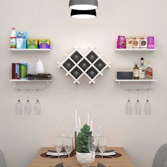 Set of 5 Wall Mount Wine Rack Set w/ Storage Shelves, White Wine Racks   at Gallery Canada