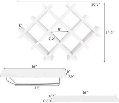 Set of 5 Wall Mount Wine Rack Set w/ Storage Shelves, White Wine Racks   at Gallery Canada