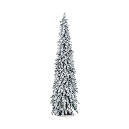 4/5/6 Feet Pre-Lit Artificial Christmas Tree Snow-Flocked Slim Pencil Xmas Decor-6 ft, White