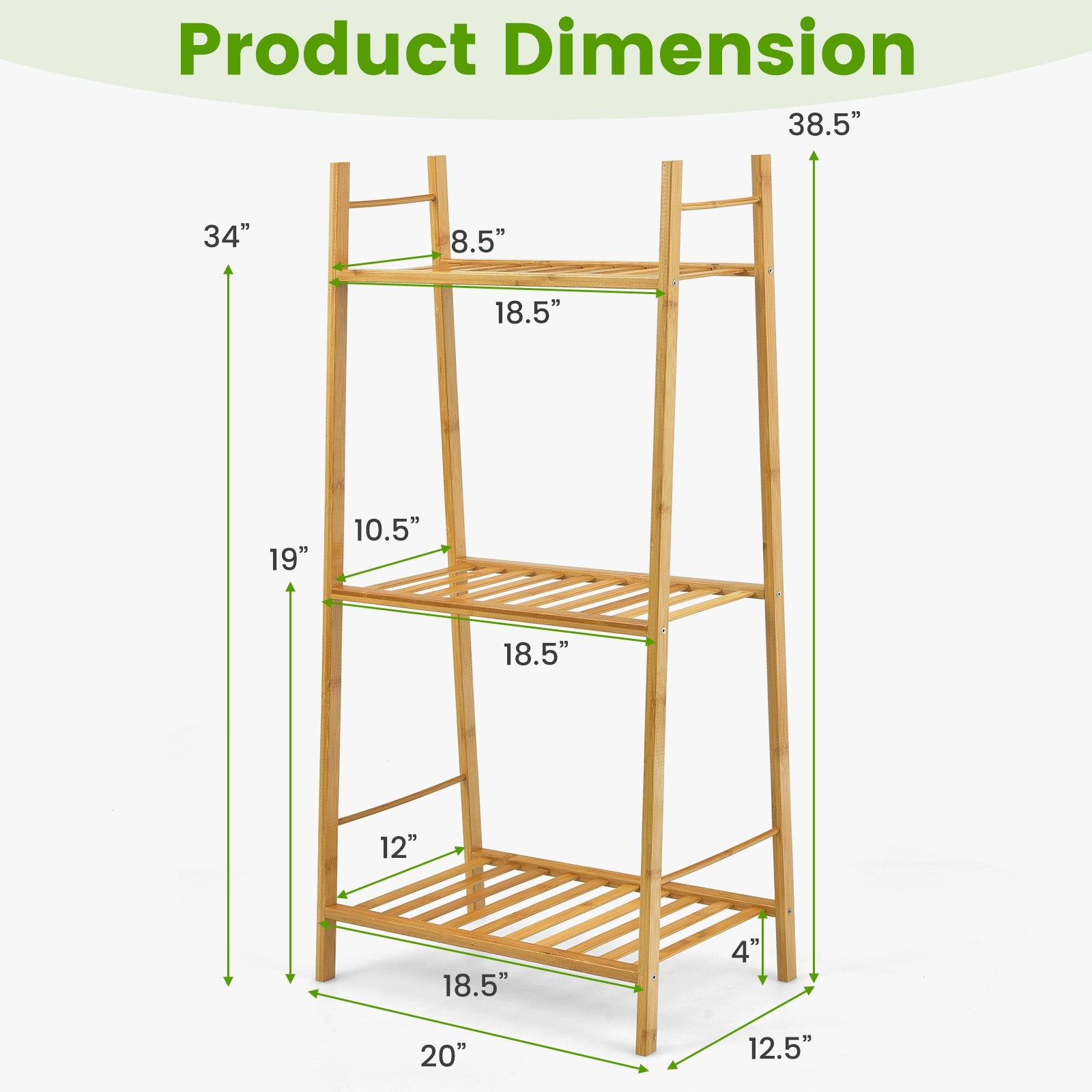 3 Tiers Vertical Bamboo Plant Stand, Natural Plant Stands   at Gallery Canada