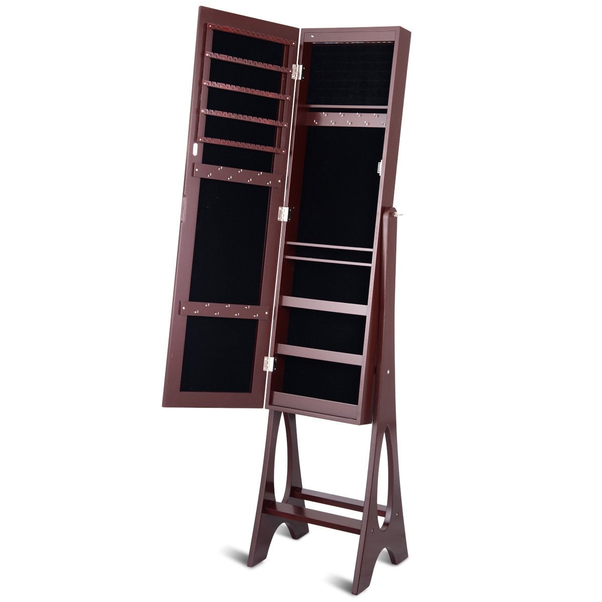 Standing Mirror Jewelry Cabinet, Brown Jewelry Armoires   at Gallery Canada