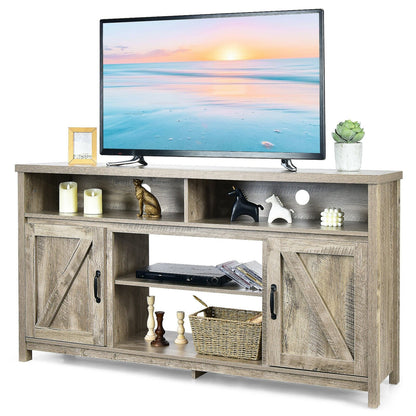 59 Inch TV Stand Media Center Console Cabinet with Barn Door for TV's 65 Inch, Natural - Gallery Canada