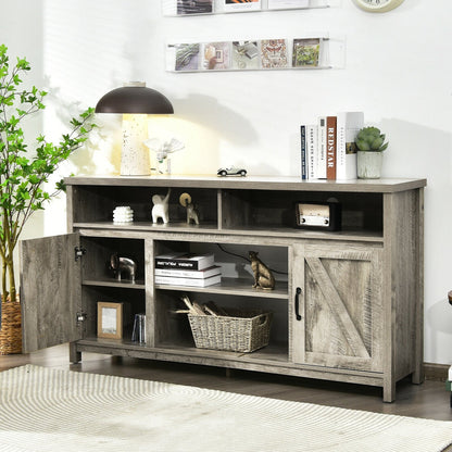 59 Inch TV Stand Media Center Console Cabinet with Barn Door for TV's 65 Inch, Natural - Gallery Canada