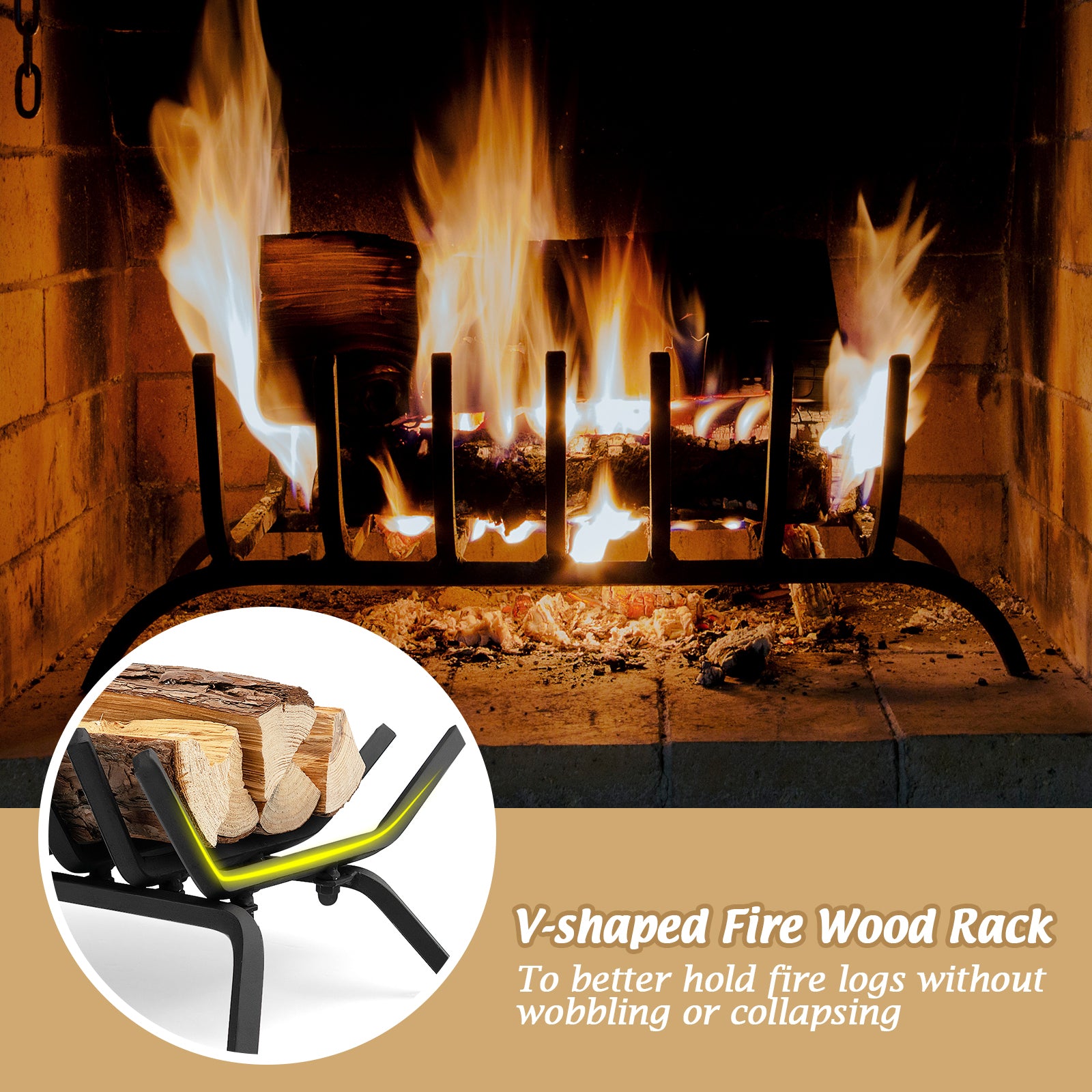 31/25/18 Inch Fireplace Grate for Outdoor Fire Pit-S, Black Fireplace Tools at Gallery Canada