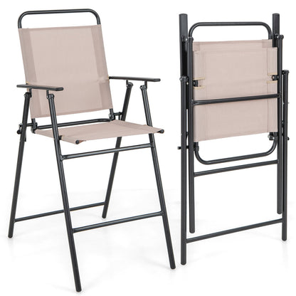 Set of 2 Patio Folding Bar-Height Chairs with Armrests and Quick-Drying Seat, Beige Patio Bar Furniture   at Gallery Canada