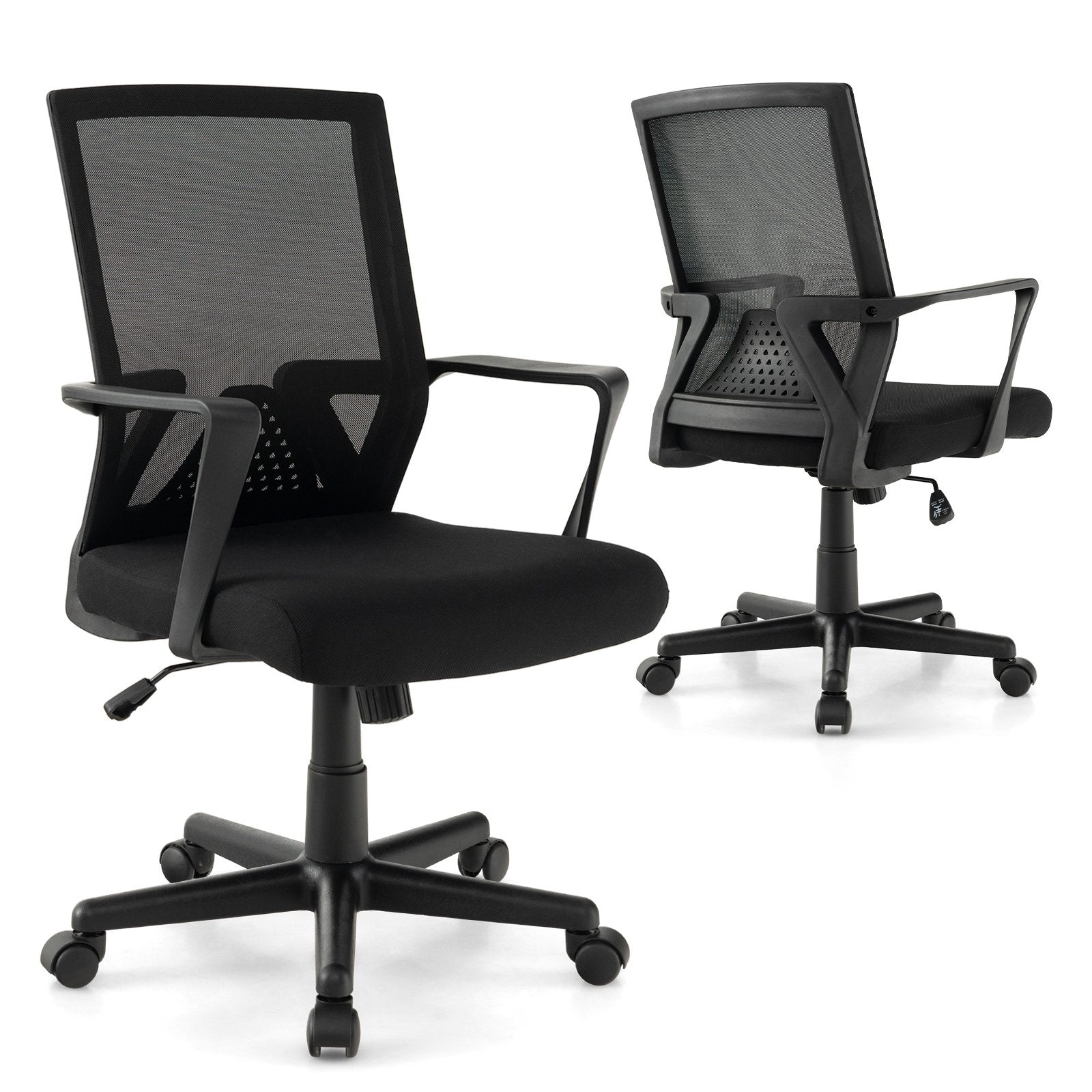 Ergonomic Desk Chair with Lumbar Support and Rocking Function, Black Mesh Chairs   at Gallery Canada