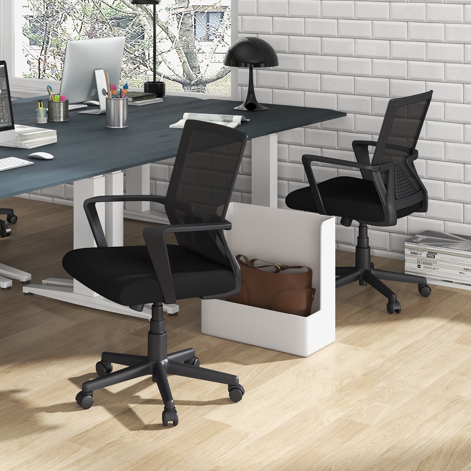 Ergonomic Desk Chair with Lumbar Support and Rocking Function, Black Mesh Chairs   at Gallery Canada