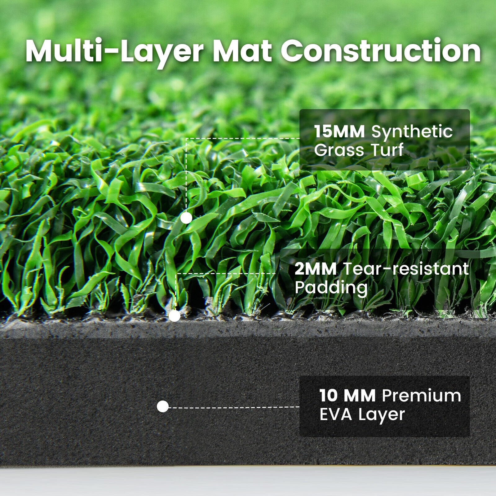 5 x 3 ft Artificial Turf Grass Practice Mat for Indoors and Outdoors-27mm, Green Golf   at Gallery Canada