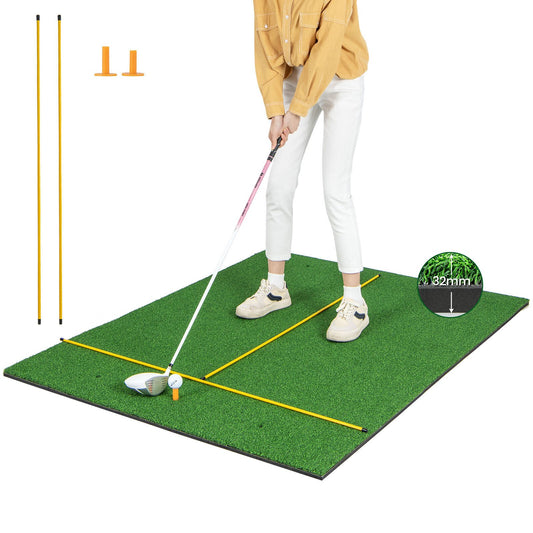 Artificial Turf Mat for Indoor and Outdoor Golf Practice Includes 2 Rubber Tees and 2 Alignment Sticks-32mm, Green Golf   at Gallery Canada