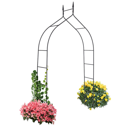 8 Feet 4 Inch High Gothic Steel Rose Arch, Black Outdoor Decor   at Gallery Canada