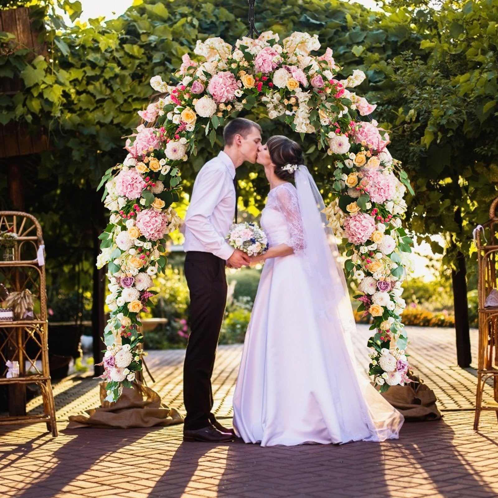 8 Feet 4 Inch High Gothic Steel Rose Arch, Black Outdoor Decor   at Gallery Canada