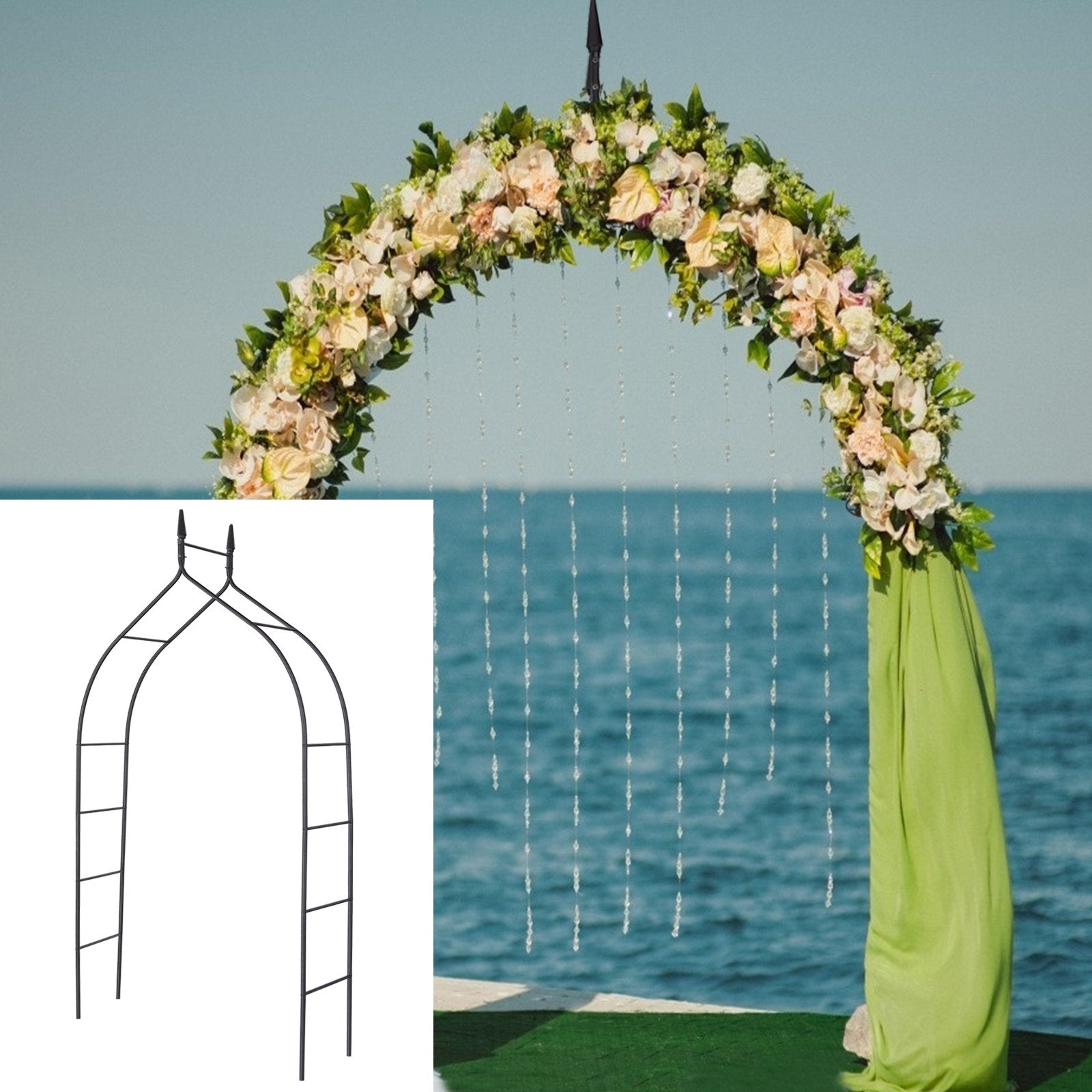 8 Feet 4 Inch High Gothic Steel Rose Arch, Black Outdoor Decor   at Gallery Canada