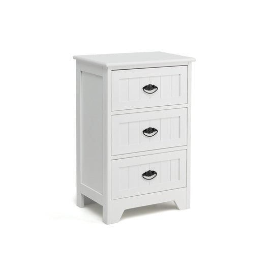 3 Drawers End Storage Wood Side Nightstand, White - Gallery Canada