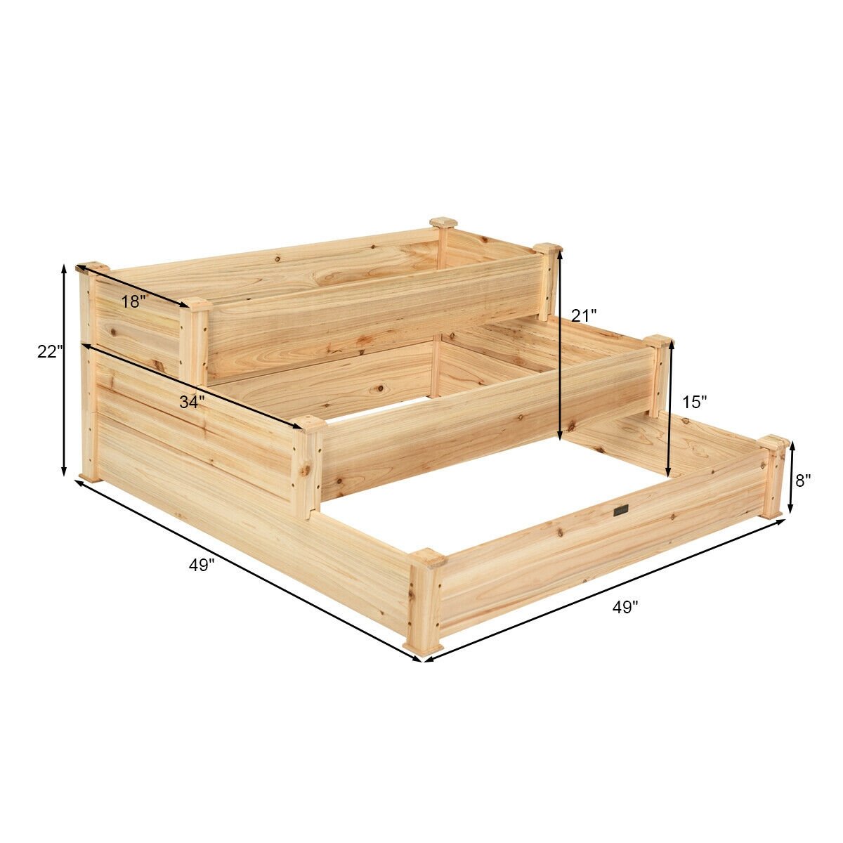 3 Tier Elevated Wooden Vegetable Garden Bed, Wood Raised Garden Beds   at Gallery Canada