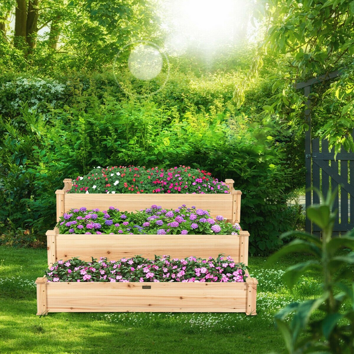 3 Tier Elevated Wooden Vegetable Garden Bed, Wood Raised Garden Beds   at Gallery Canada