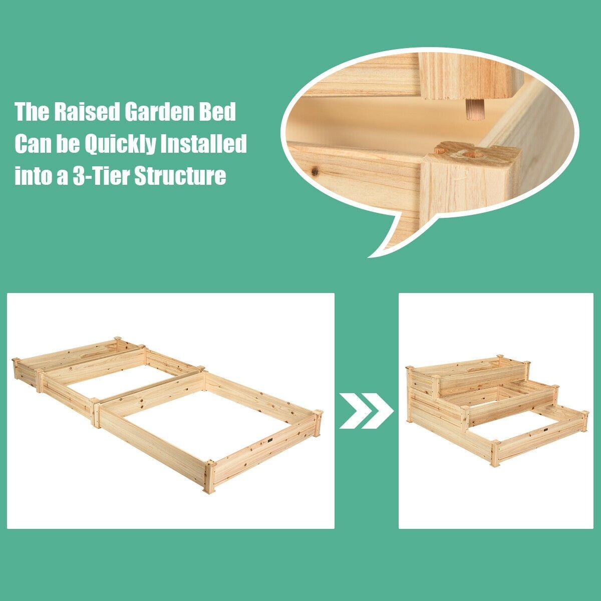 3 Tier Elevated Wooden Vegetable Garden Bed, Wood Raised Garden Beds   at Gallery Canada