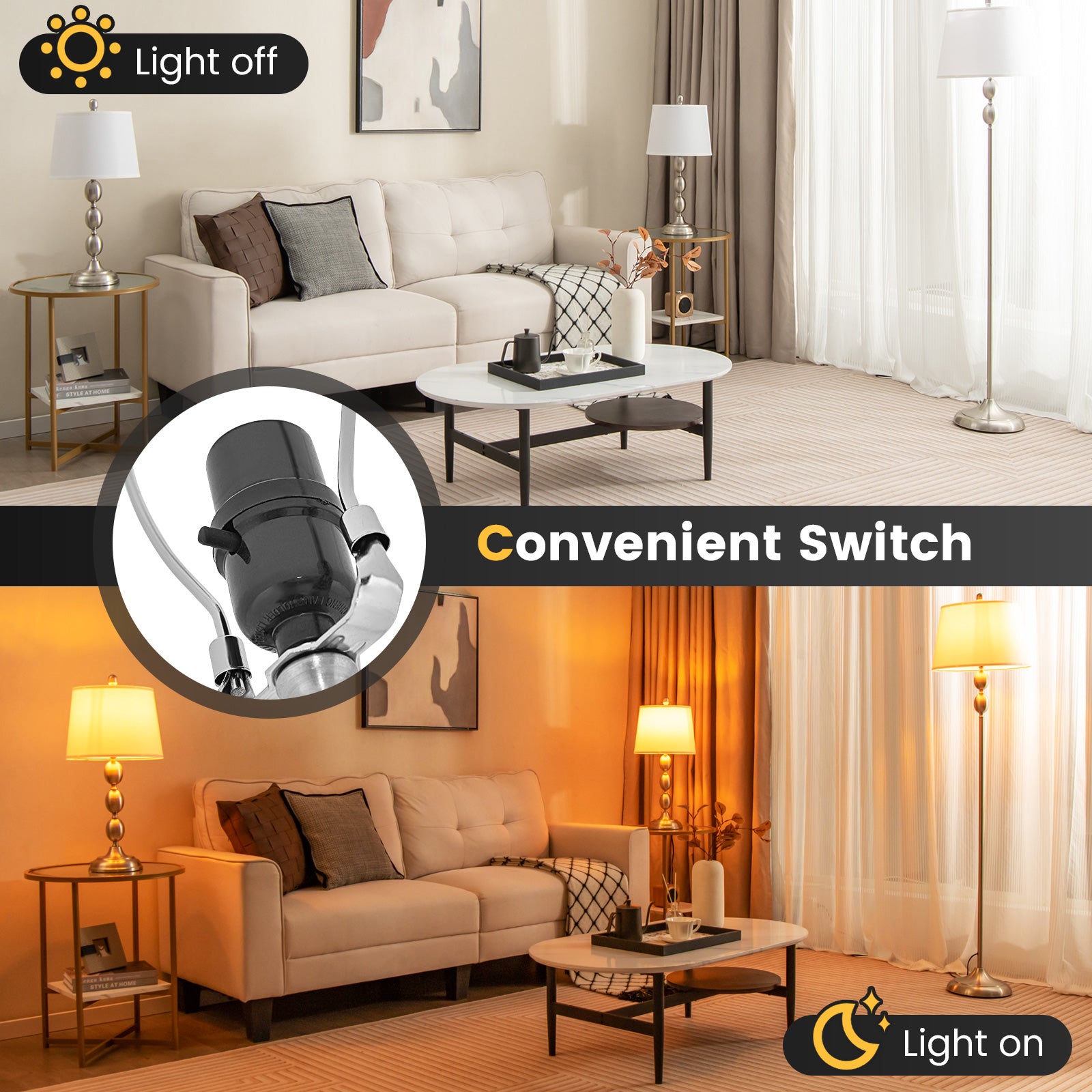 3-Piece Table and Floor Lamp Set Table & Floor Lamps at Gallery Canada