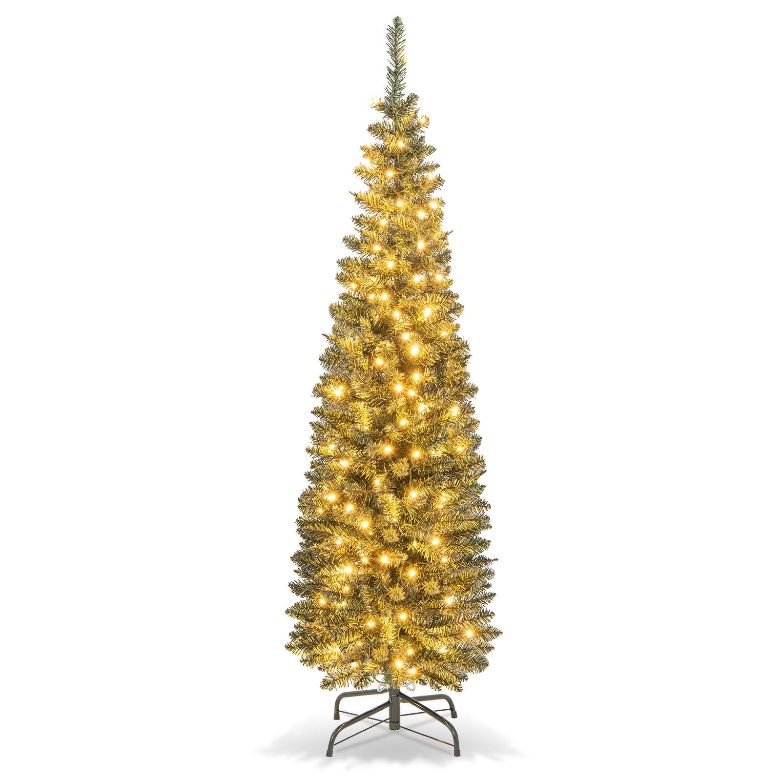 5/6/7/8/9 Feet Pre-lit Pencil Artificial Christmas Tree with 150/180/200//300/400 Warm White LED Lights-5 ft, Green Christmas Tree   at Gallery Canada