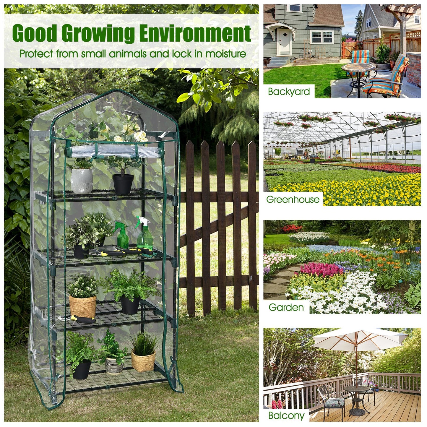 Mini Greenhouse with PVC Cover 4-Tier Portable Warm House, Transparent - Gallery Canada