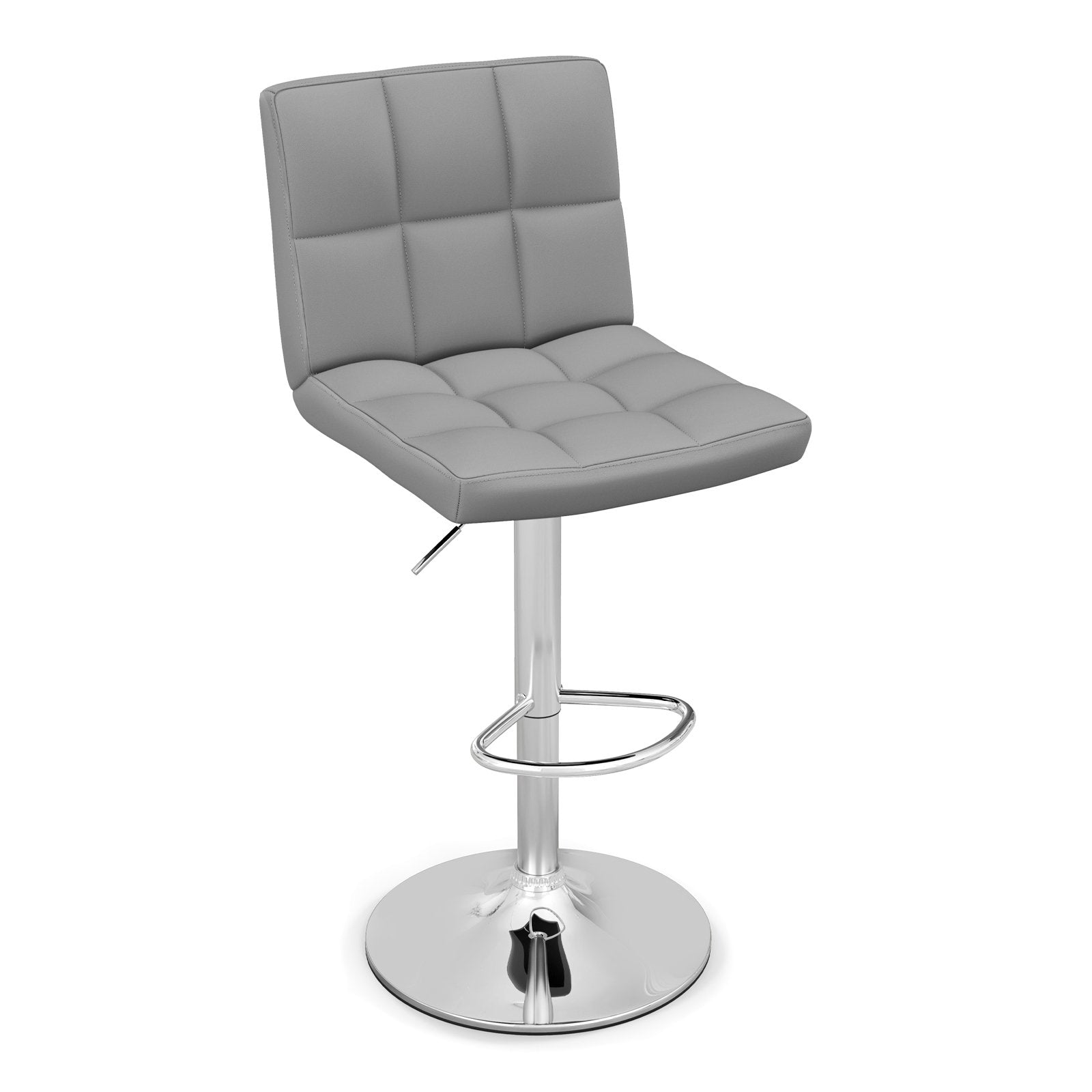 Armless PU Leather Bar Stool with Adjustable Height and Swivel Seat, Gray Bar Stools   at Gallery Canada