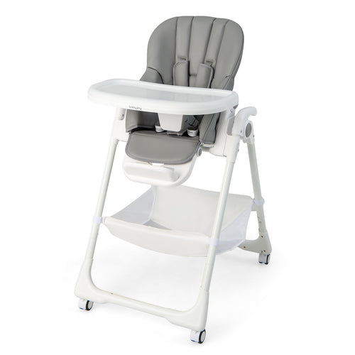 Convertible Infant Dining Chair with 5 Backrest and 3 Footrest Positions, Gray