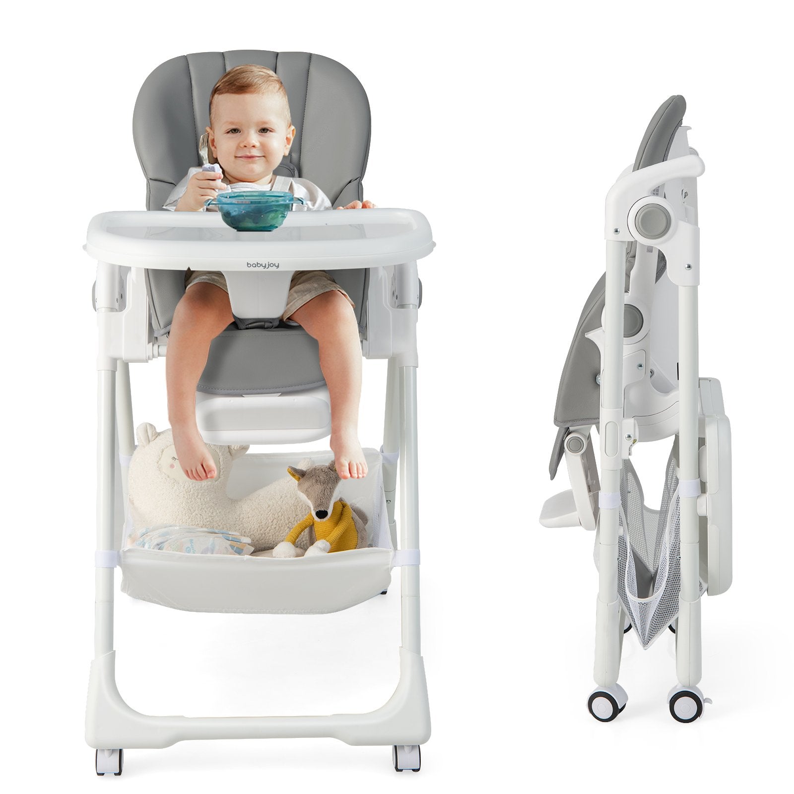 Convertible Infant Dining Chair with 5 Backrest and 3 Footrest Positions, Gray High Chairs   at Gallery Canada