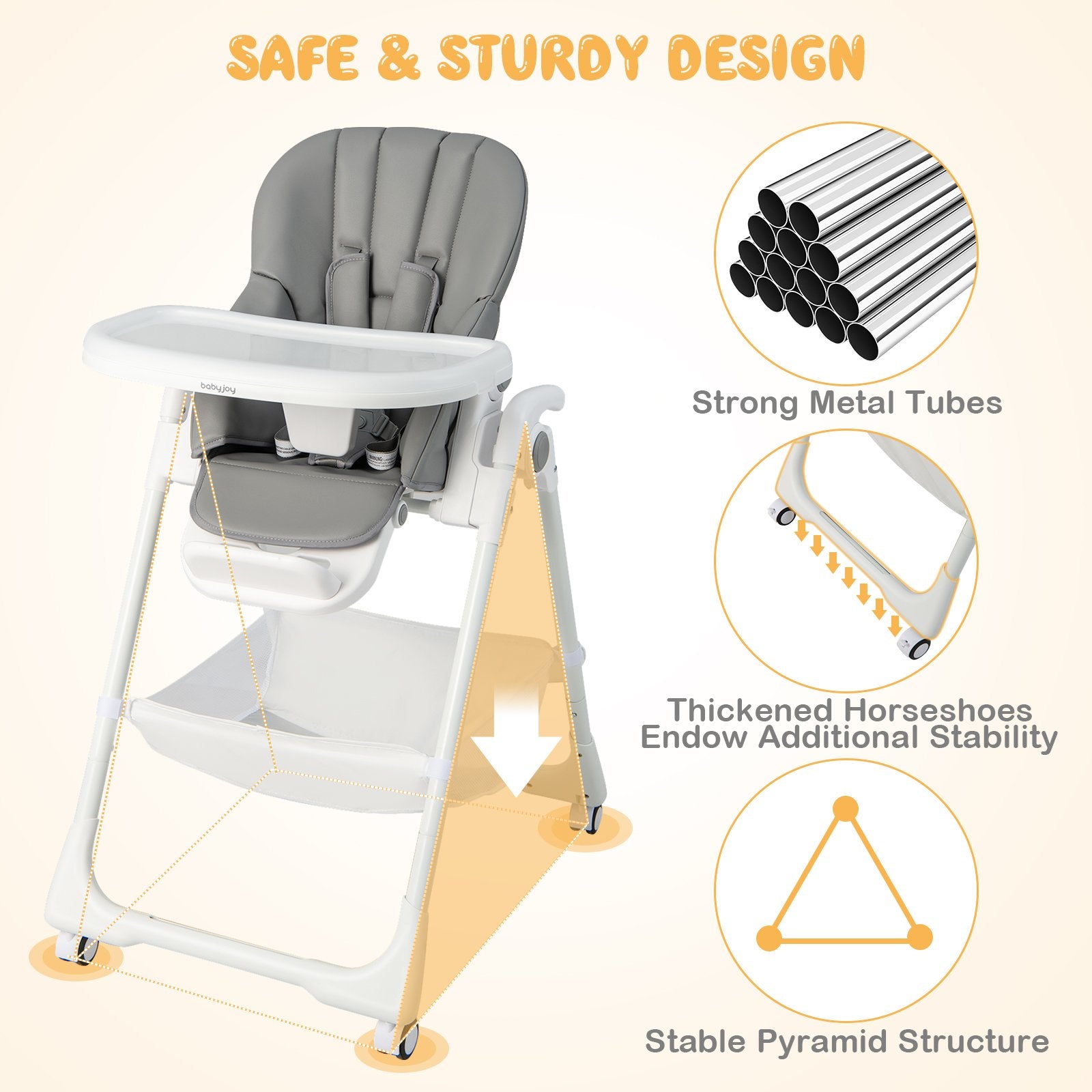 Convertible Infant Dining Chair with 5 Backrest and 3 Footrest Positions, Gray High Chairs   at Gallery Canada