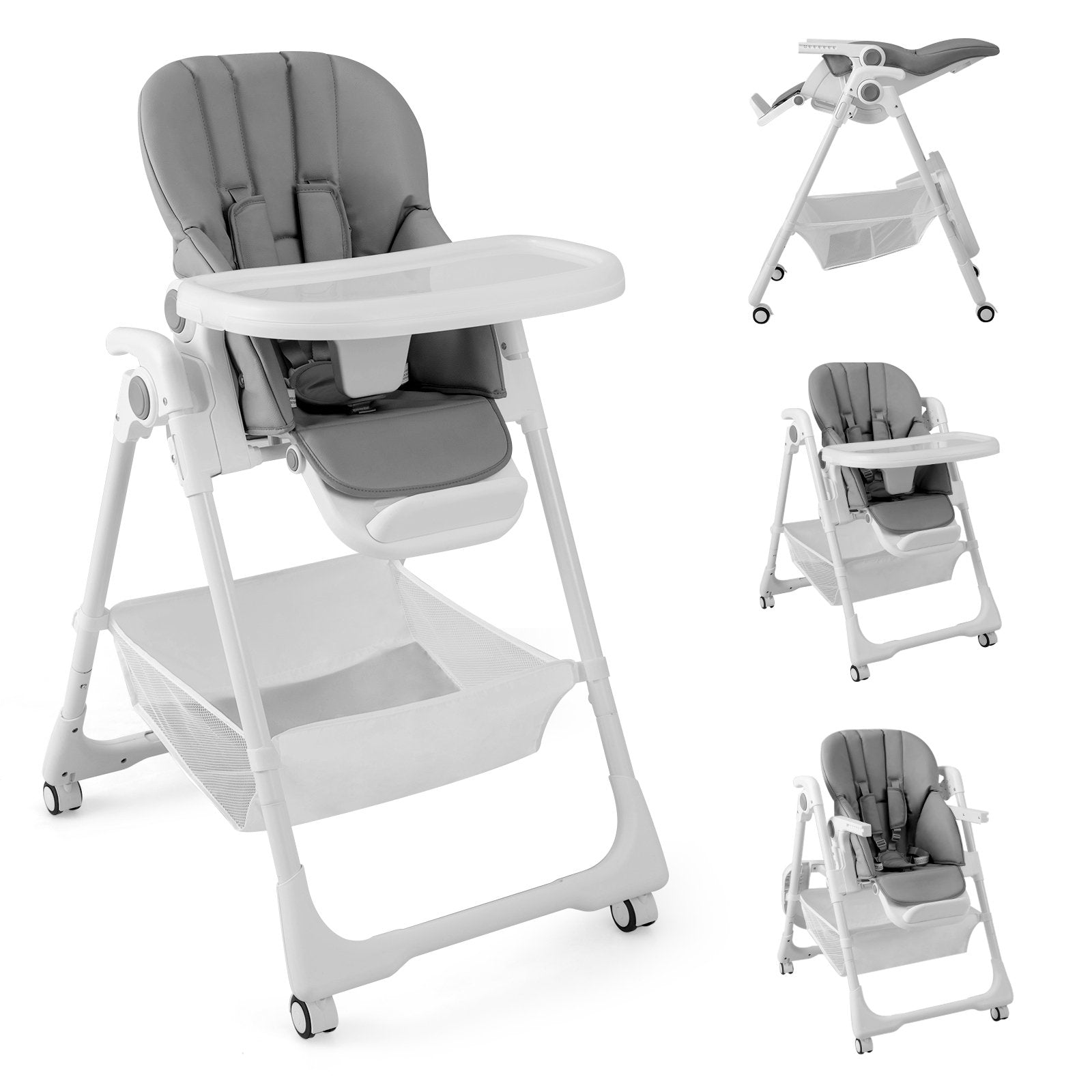 Convertible Infant Dining Chair with 5 Backrest and 3 Footrest Positions, Gray High Chairs   at Gallery Canada