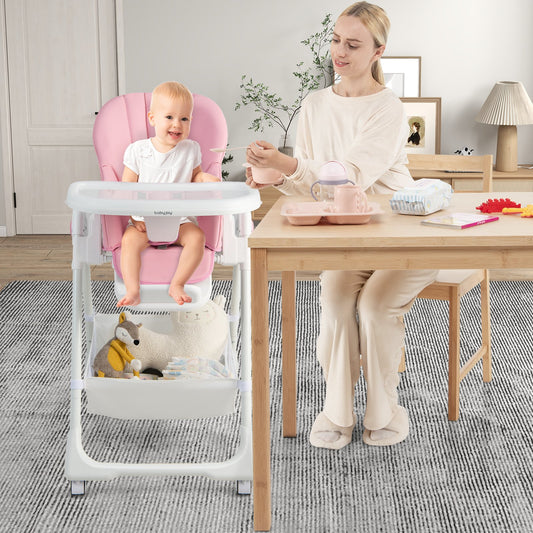 Convertible Infant Dining Chair with 5 Backrest and 3 Footrest Positions, Pink High Chairs   at Gallery Canada