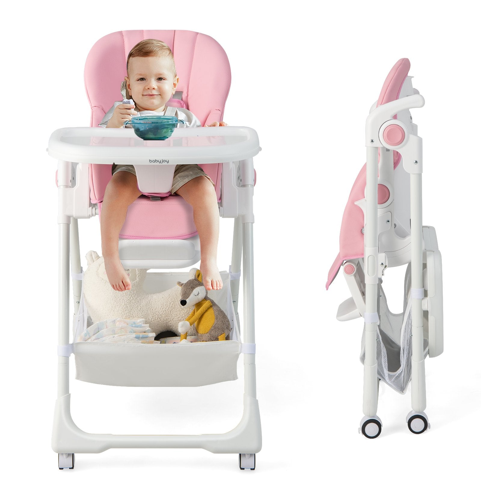 Convertible Infant Dining Chair with 5 Backrest and 3 Footrest Positions, Pink High Chairs   at Gallery Canada