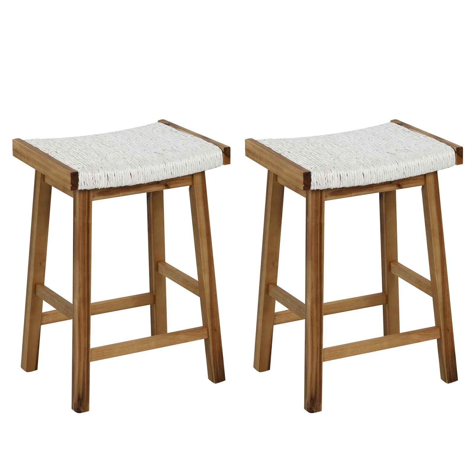 Set of 2 25.5 Inch Dining Bar Stool with Seaweed Woven Seat, Beige Bar Stools   at Gallery Canada