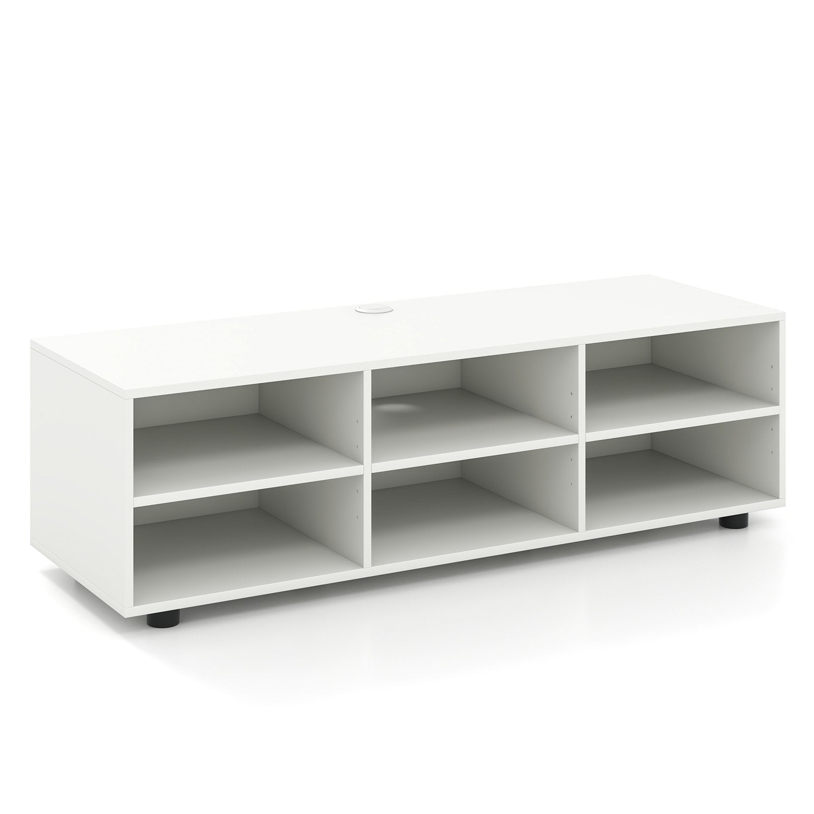 TV Stand for TV up to 55 Inch with 6 Storage Compartments, White Entertainment Centers & TV Stands   at Gallery Canada