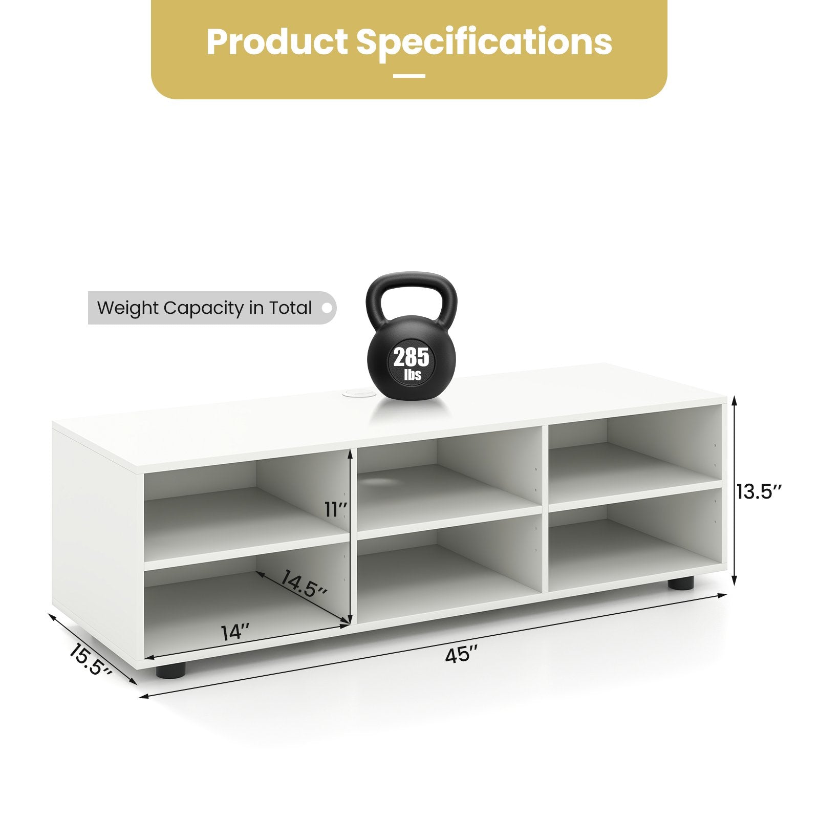 TV Stand for TV up to 55 Inch with 6 Storage Compartments, White Entertainment Centers & TV Stands   at Gallery Canada