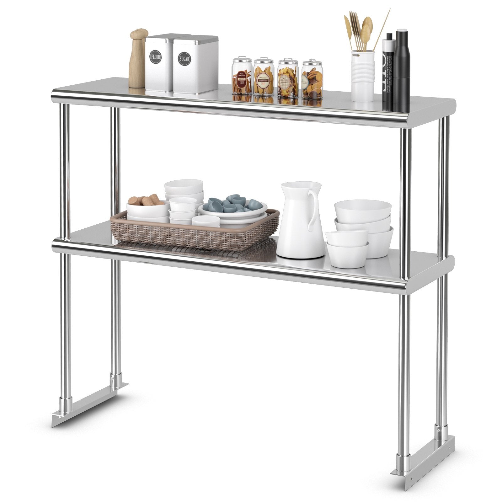 Stainless Steel Overshelf with Adjustable Lower Shelf for Restaurant Kitchen, Silver Kitchen Tools   at Gallery Canada