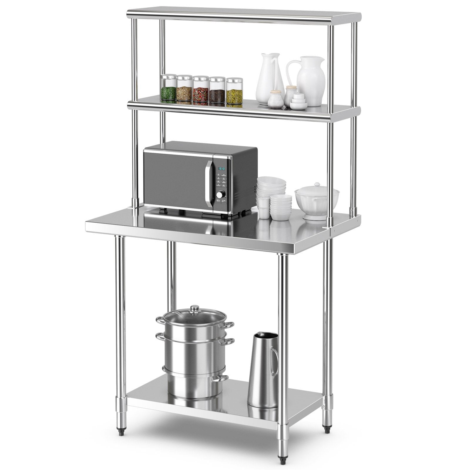 Stainless Steel Overshelf with Adjustable Lower Shelf for Restaurant Kitchen, Silver Kitchen Tools   at Gallery Canada