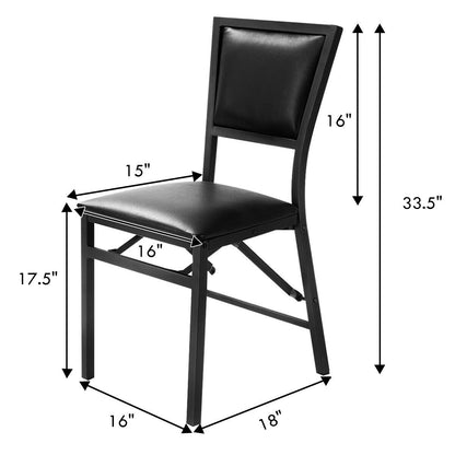 Set of 2 Metal Folding Dining Chair with Space Saving Design, Black - Gallery Canada