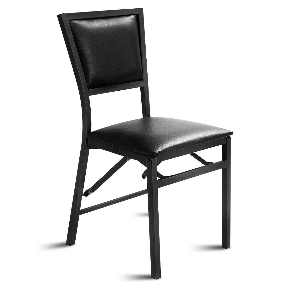 Set of 2 Metal Folding Dining Chair with Space Saving Design, Black - Gallery Canada