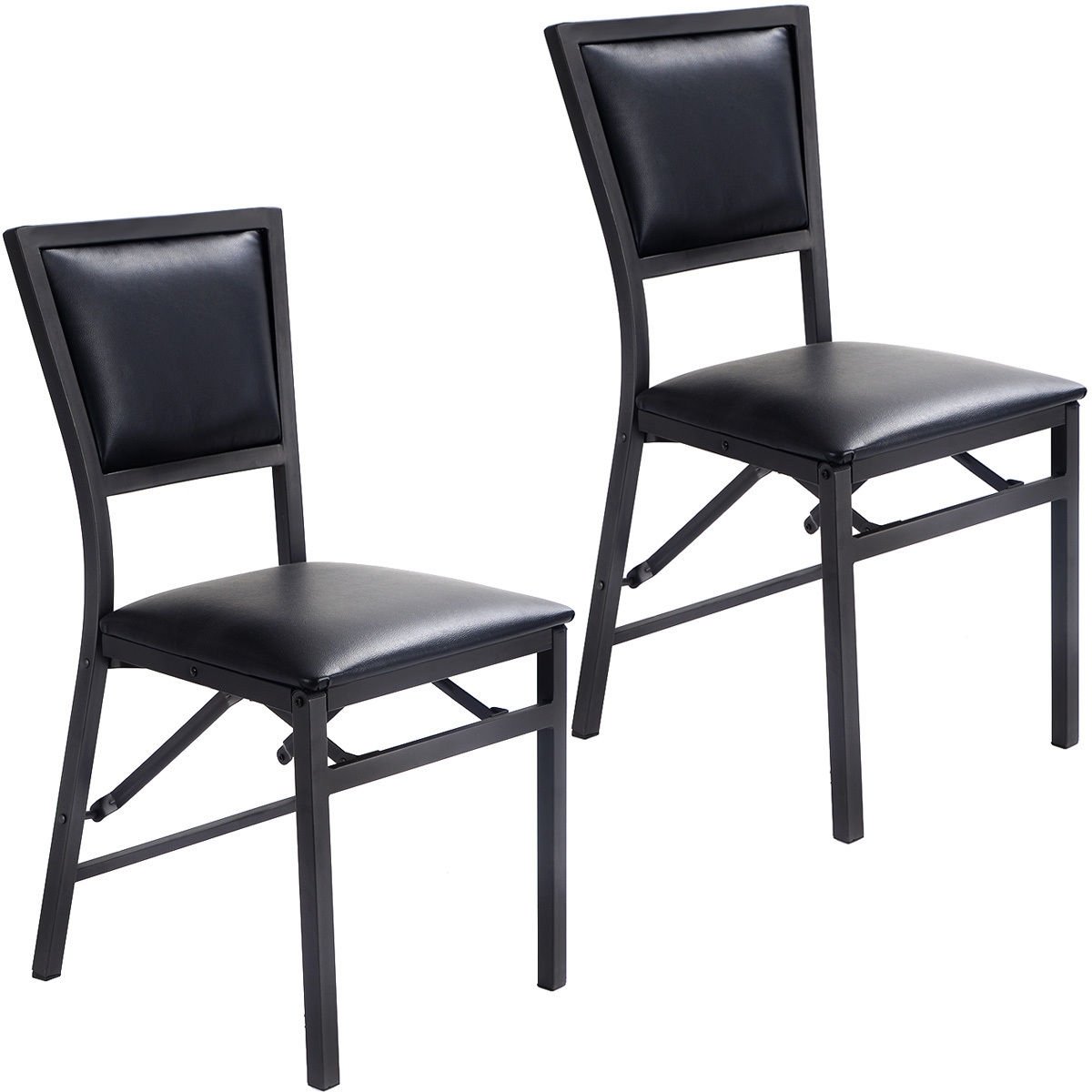 Set of 2 Metal Folding Dining Chair with Space Saving Design, Black - Gallery Canada