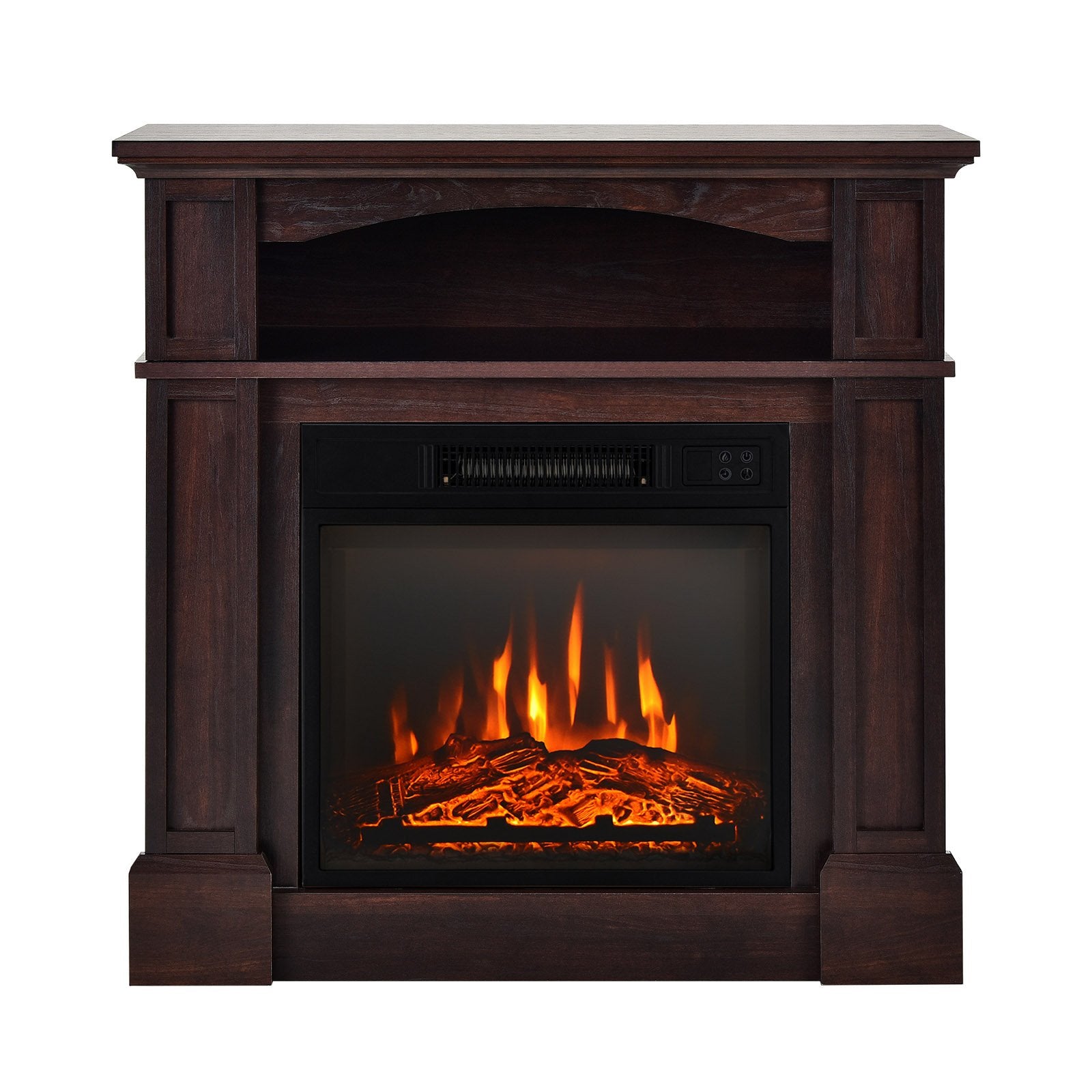 32 Inch 1400W Electric TV Stand Fireplace with Shelf, Natural - Gallery Canada