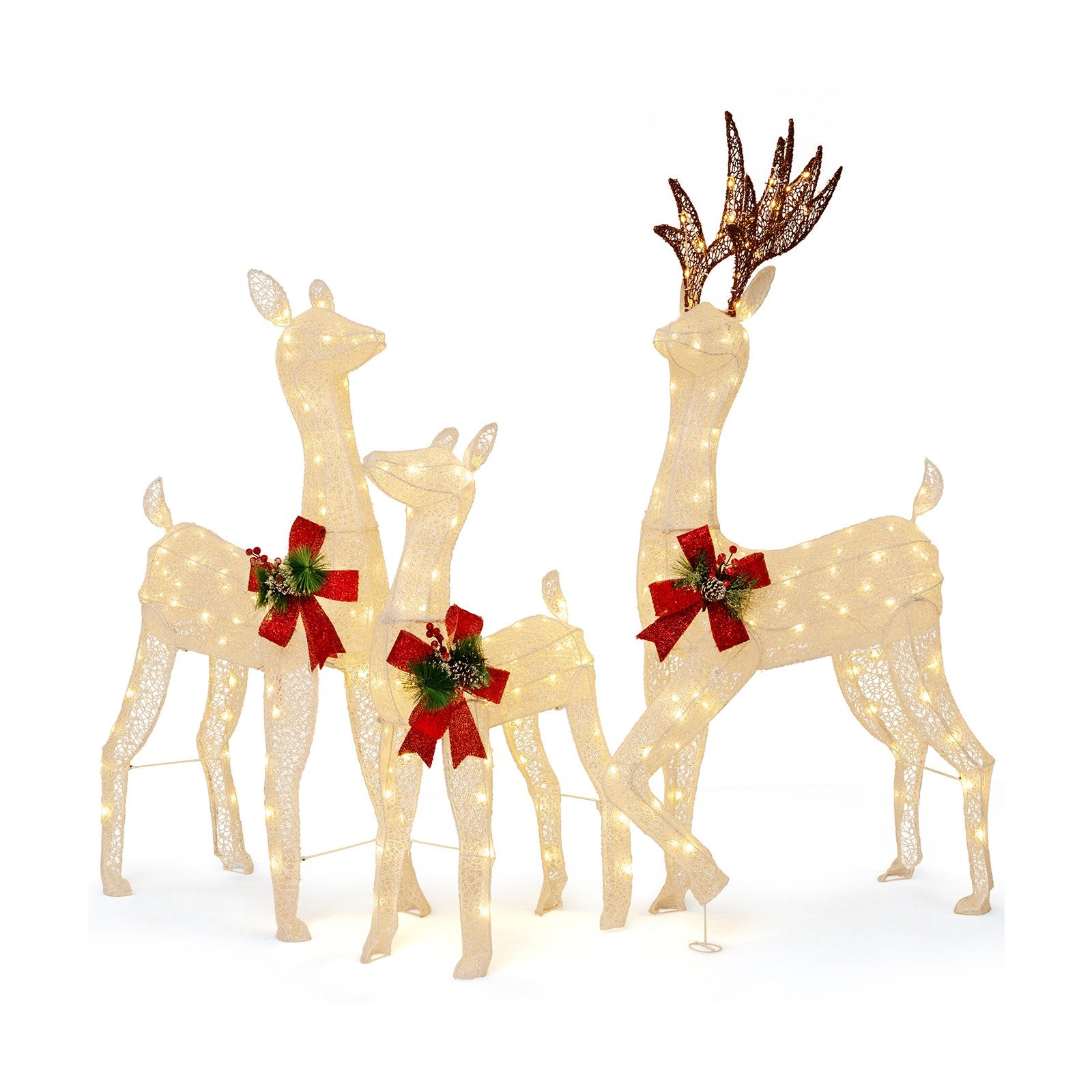 3-Piece Pre-lit Christmas Reindeer Family with 230 Warm White LED Lights Christmas Decor & Accessories   at Gallery Canada