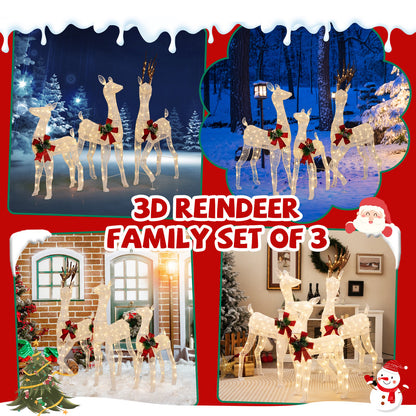 3-Piece Pre-lit Christmas Reindeer Family with 230 Warm White LED Lights Christmas Decor & Accessories   at Gallery Canada