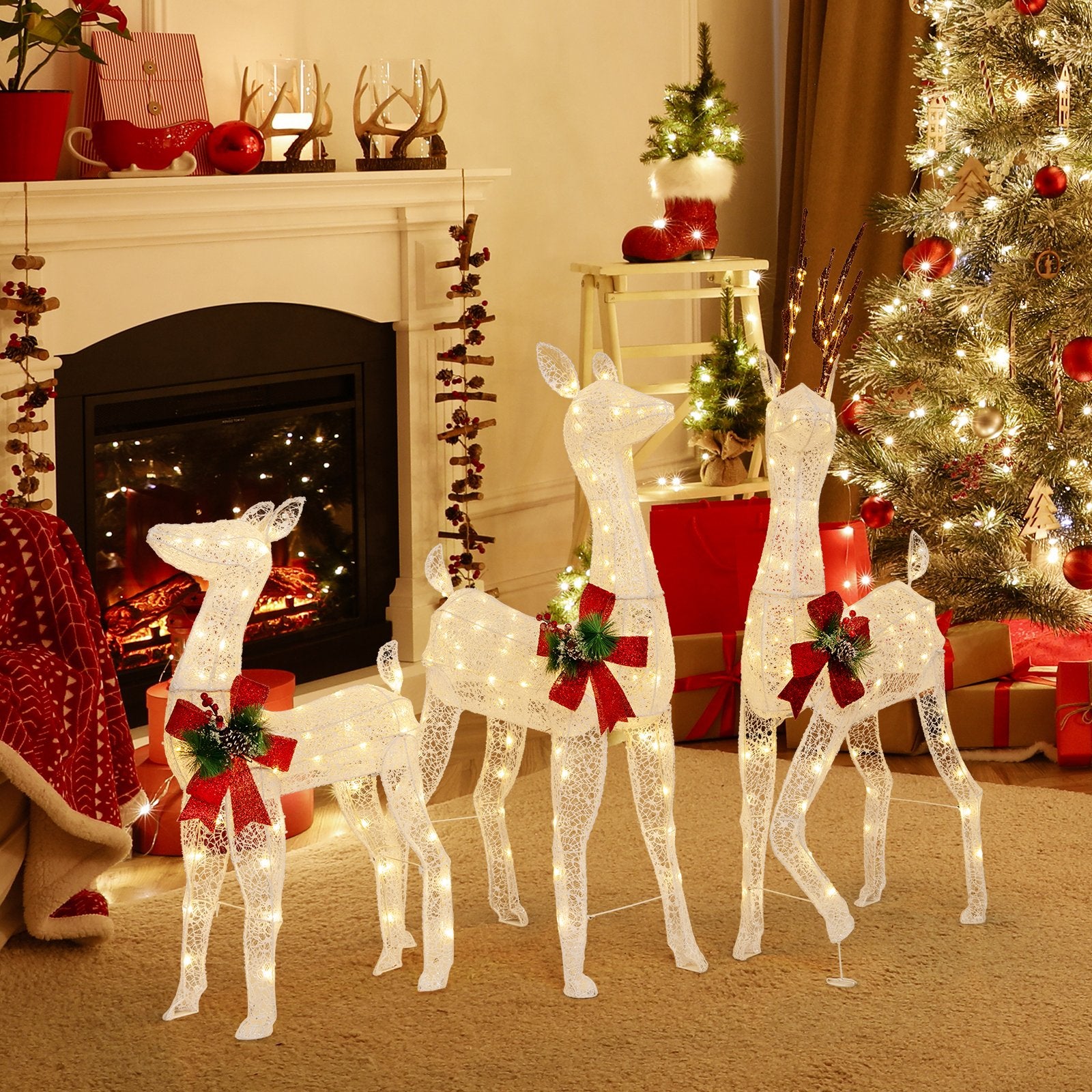 3-Piece Pre-lit Christmas Reindeer Family with 230 Warm White LED Lights Christmas Decor & Accessories   at Gallery Canada