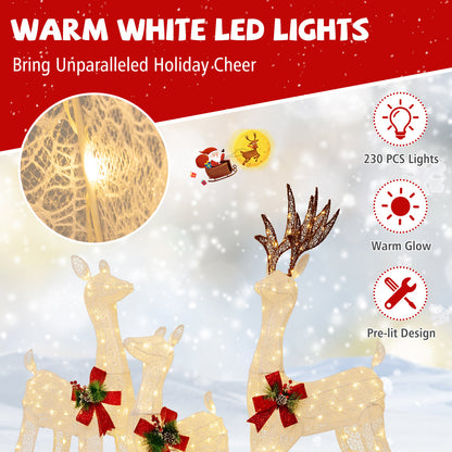 3-Piece Pre-lit Christmas Reindeer Family with 230 Warm White LED Lights Christmas Decor & Accessories   at Gallery Canada