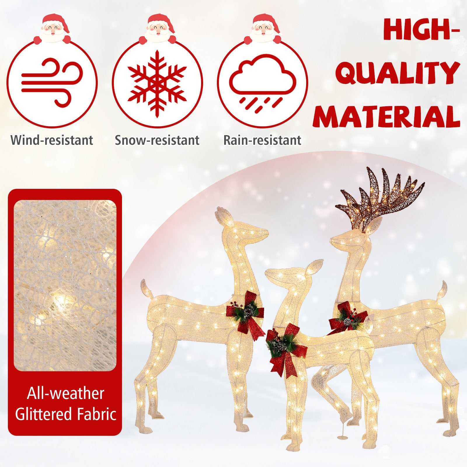 3-Piece Pre-lit Christmas Reindeer Family with 230 Warm White LED Lights Christmas Decor & Accessories   at Gallery Canada