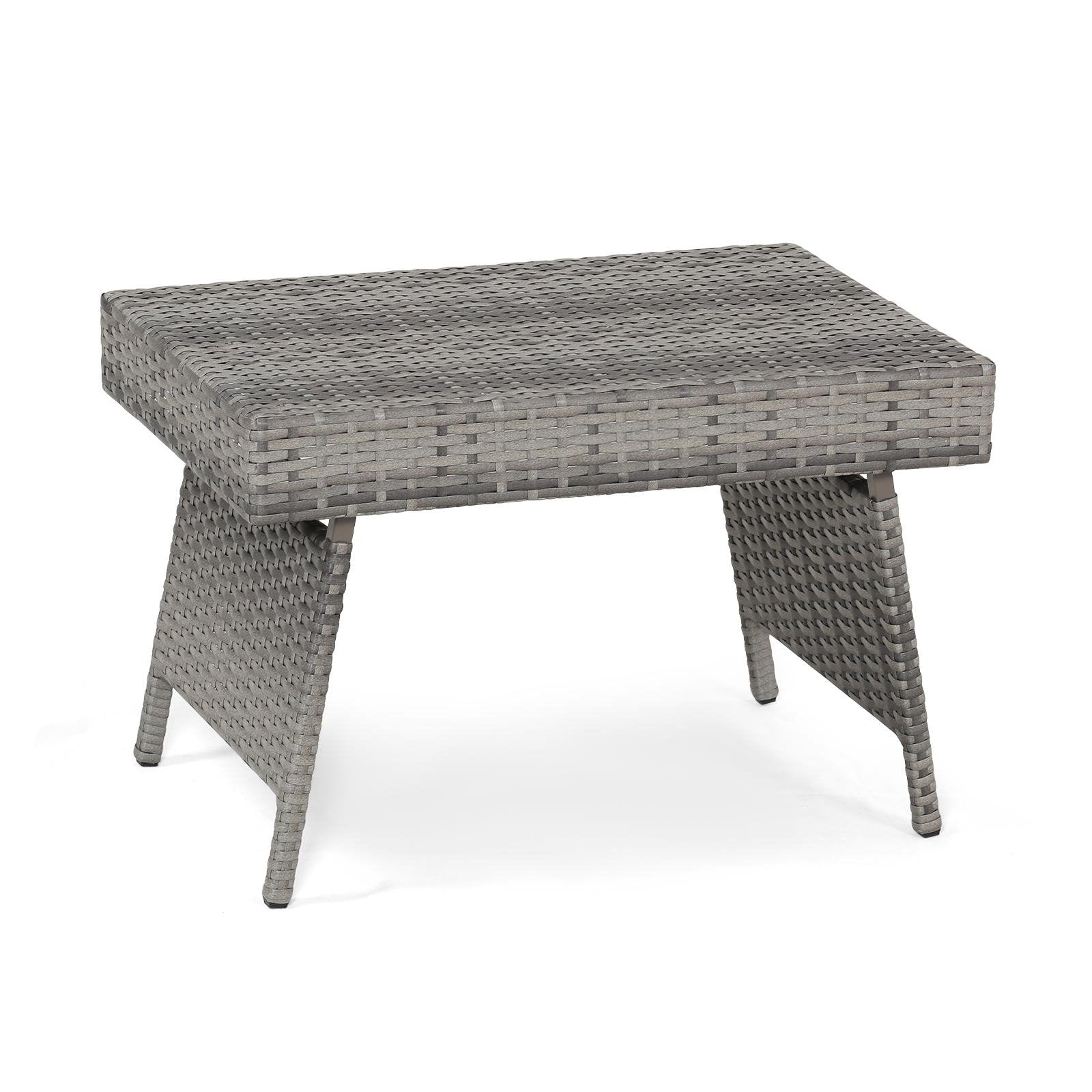 Folding PE Rattan Side Coffee Table Patio Garden Furniture, Gray Patio Coffee Tables   at Gallery Canada