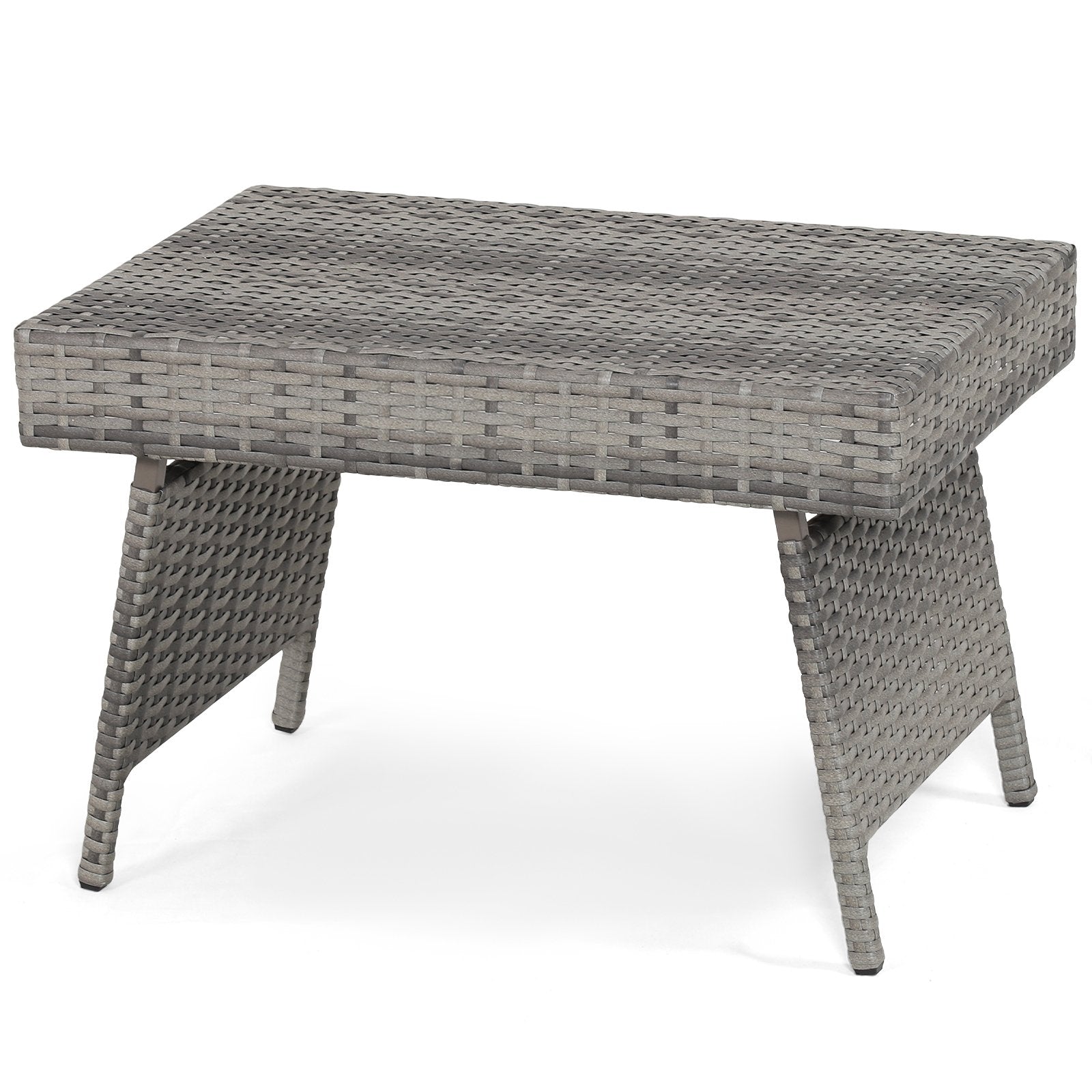 Folding PE Rattan Side Coffee Table Patio Garden Furniture, Gray Patio Coffee Tables   at Gallery Canada