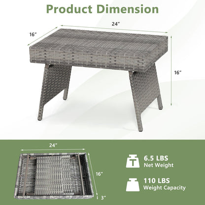 Folding PE Rattan Side Coffee Table Patio Garden Furniture, Gray Patio Coffee Tables   at Gallery Canada